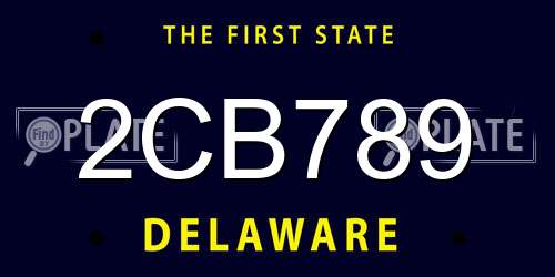 2CB789 Delaware License Plate