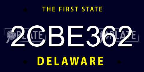 2CBE362 Delaware License Plate