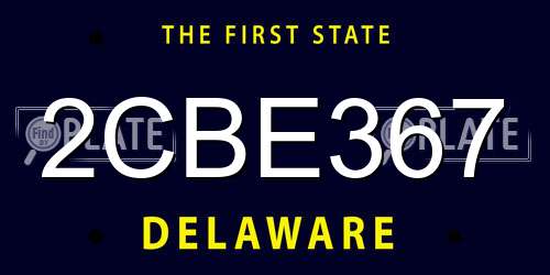 2CBE367 Delaware License Plate