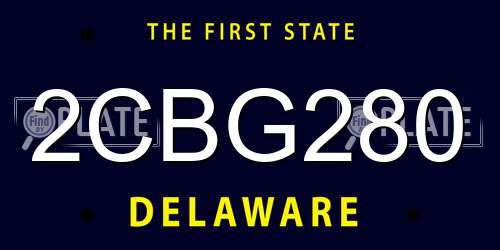 2CBG280 Delaware License Plate
