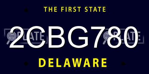 2CBG780 Delaware License Plate