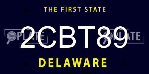 2CBT89 Delaware License Plate