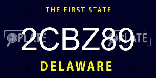 2CBZ89 Delaware License Plate