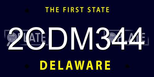 2CDM344 Delaware License Plate