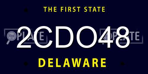 2CDO48 Delaware License Plate