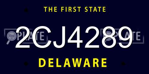 2CJ4289 Delaware License Plate