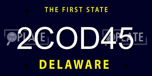 2COD45 Delaware License Plate