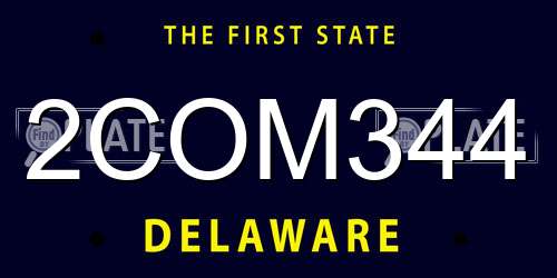 2COM344 Delaware License Plate
