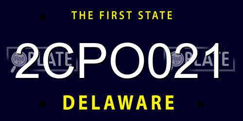 2CPO021 Delaware License Plate