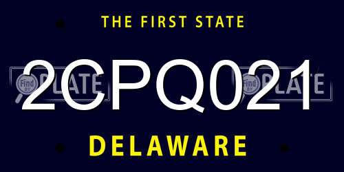 2CPQ021 Delaware License Plate