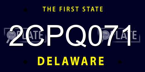 2CPQ071 Delaware License Plate