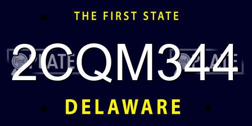 2CQM344 Delaware License Plate