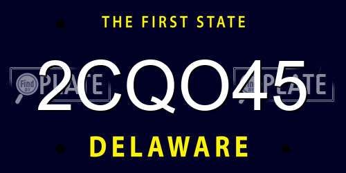 2CQO45 Delaware License Plate