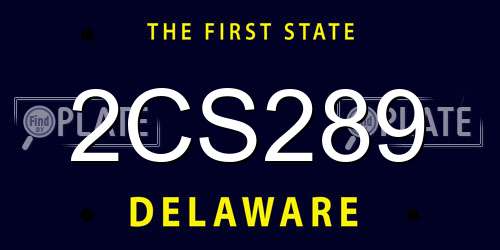 2CS289 Delaware License Plate