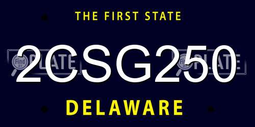 2CSG250 Delaware License Plate