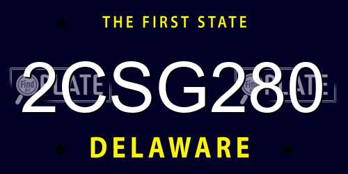 2CSG280 Delaware License Plate