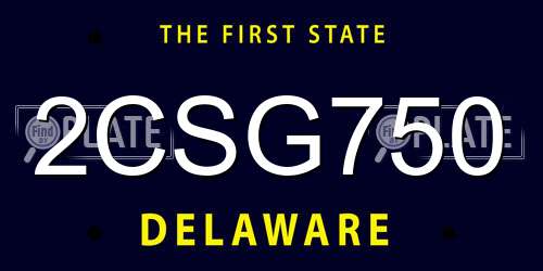 2CSG750 Delaware License Plate