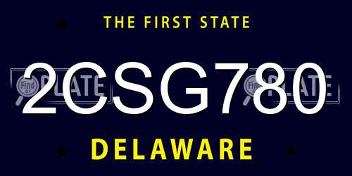 2CSG780 Delaware License Plate