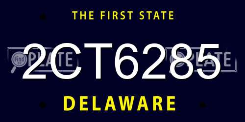 2CT6285 Delaware License Plate