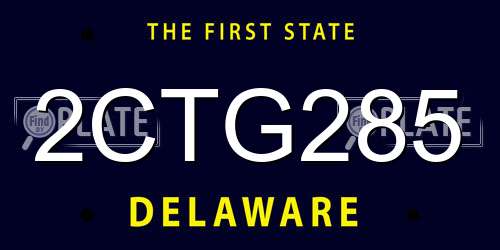 2CTG285 Delaware License Plate