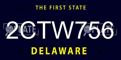 2CTW756 Delaware License Plate