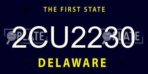 2CU2230 Delaware License Plate