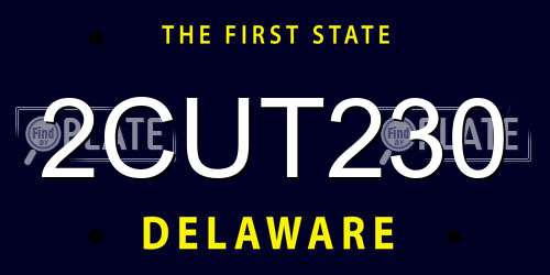 2CUT230 Delaware License Plate