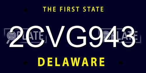2CVG943 Delaware License Plate