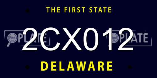 2CX012 Delaware License Plate