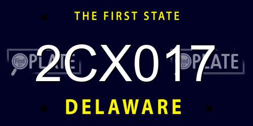 2CX017 Delaware License Plate