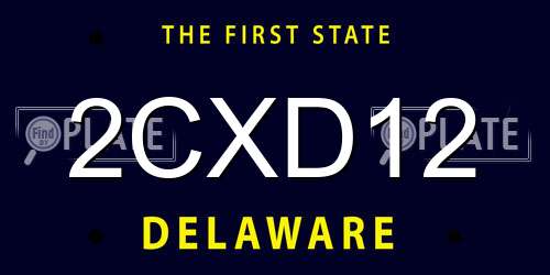 2CXD12 Delaware License Plate