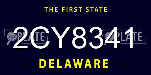 2CY8341 Delaware License Plate