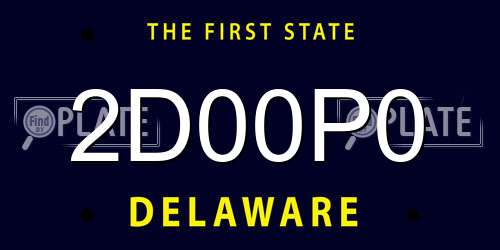 2D00P0 Delaware License Plate