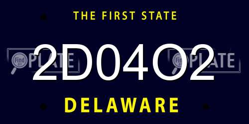 2D04O2 Delaware License Plate