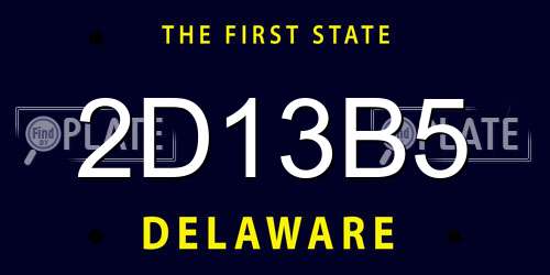 2D13B5 Delaware License Plate