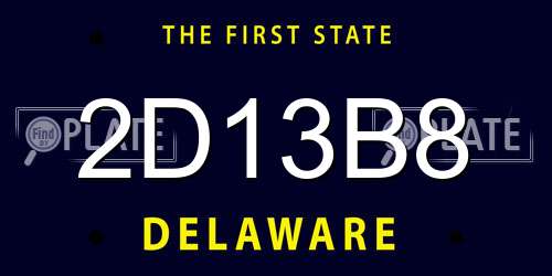 2D13B8 Delaware License Plate
