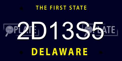 2D13S5 Delaware License Plate