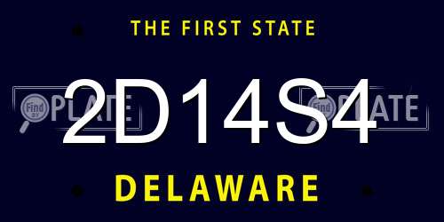 2D14S4 Delaware License Plate