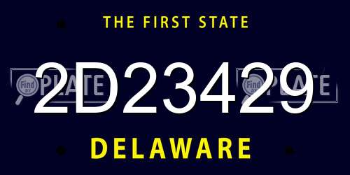 2D23429 Delaware License Plate
