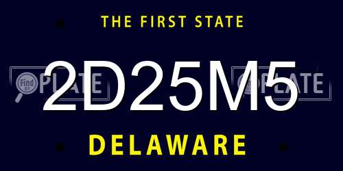 2D25M5 Delaware License Plate