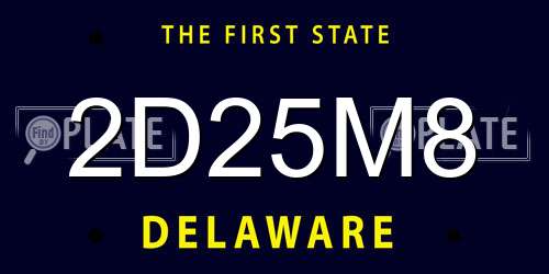 2D25M8 Delaware License Plate