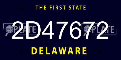 2D47672 Delaware License Plate