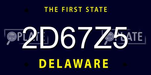 2D67Z5 Delaware License Plate