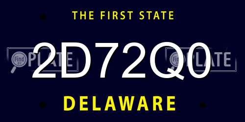 2D72Q0 Delaware License Plate