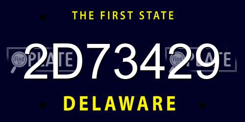 2D73429 Delaware License Plate