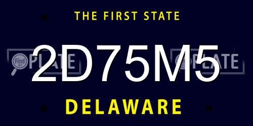 2D75M5 Delaware License Plate