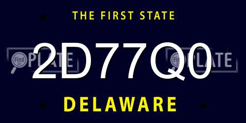 2D77Q0 Delaware License Plate