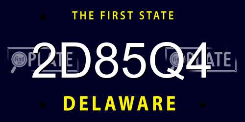 2D85Q4 Delaware License Plate