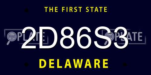 2D86S3 Delaware License Plate
