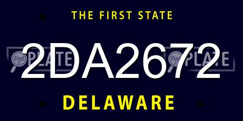 2DA2672 Delaware License Plate